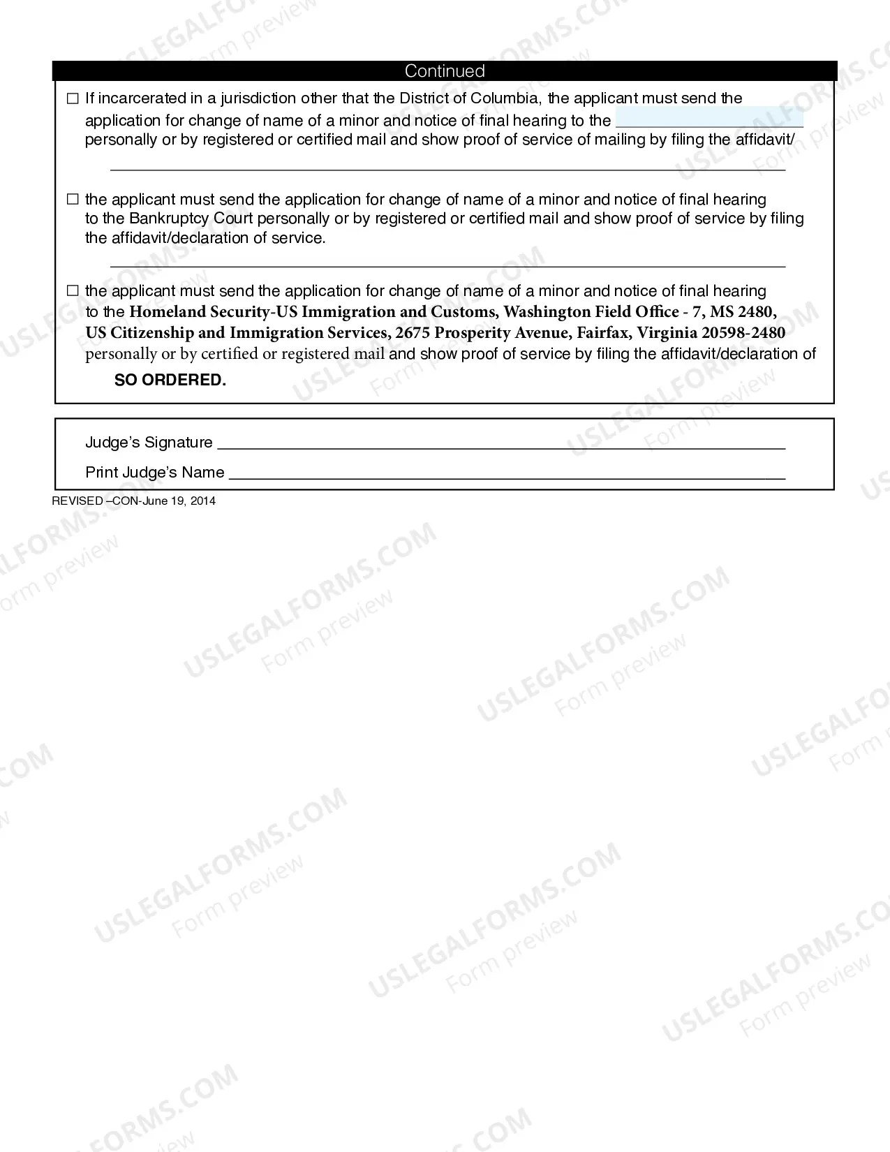 Preview Application for Change of Name of an Adult