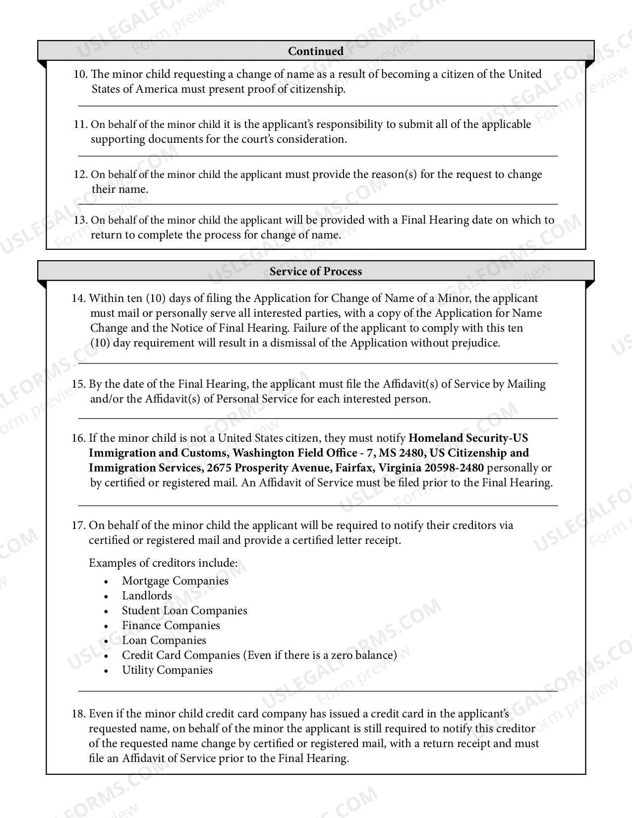 Preview Application for Change of Name of an Adult