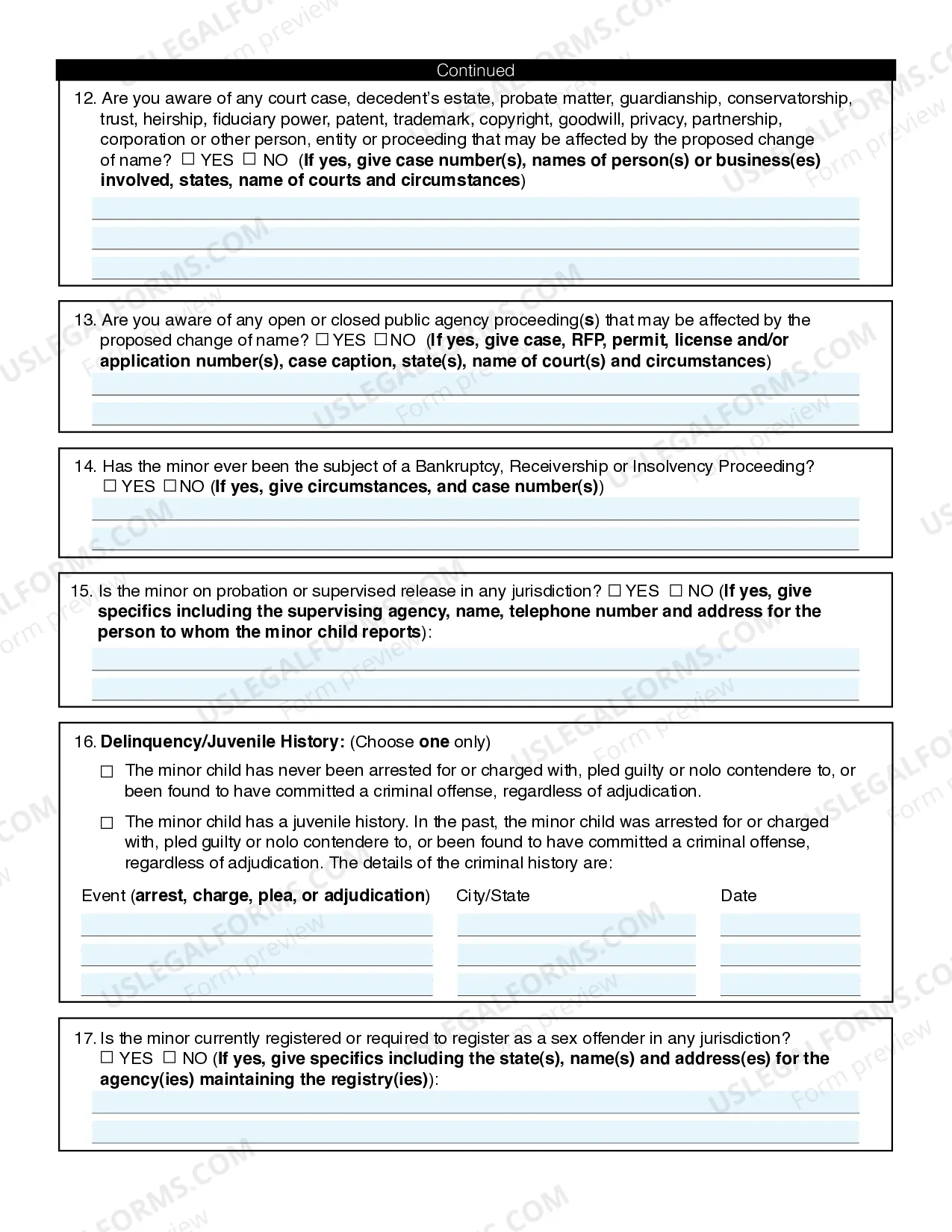 Preview Application for Change of Name of an Adult