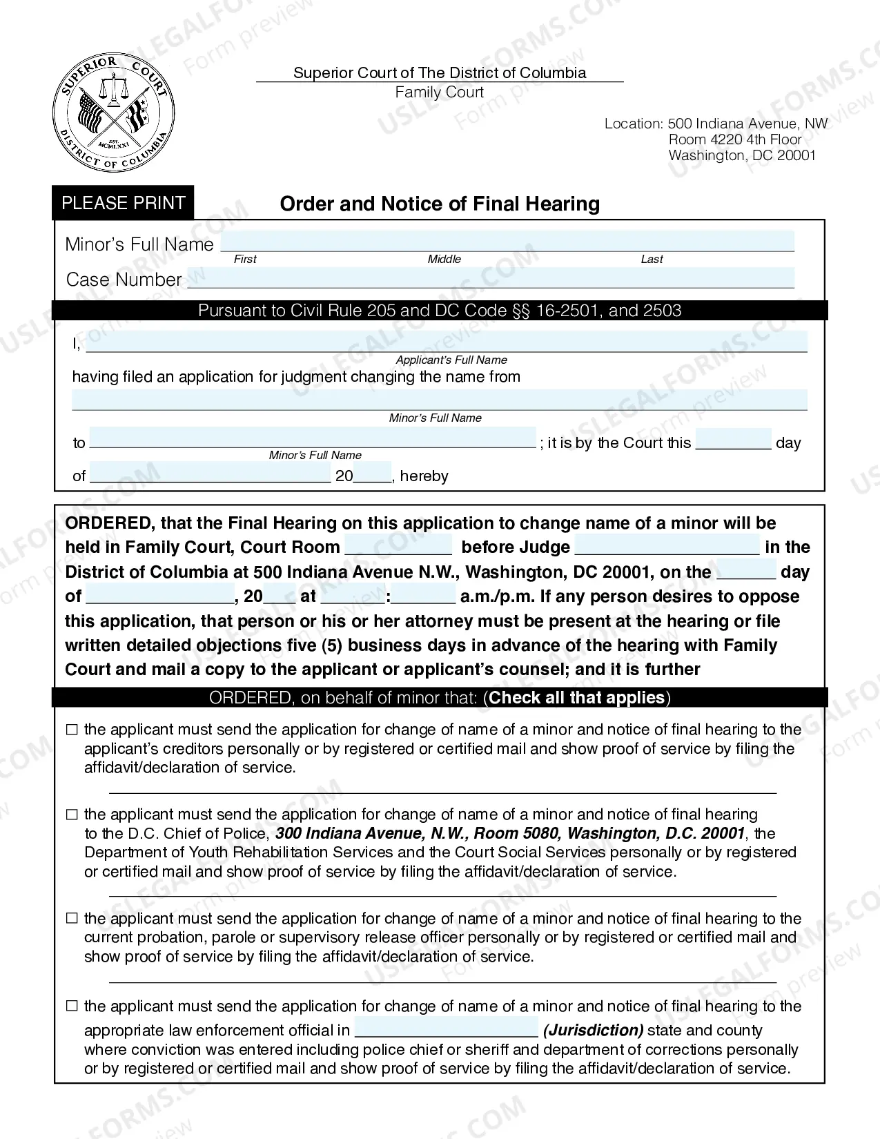 Preview Application for Change of Name of an Adult