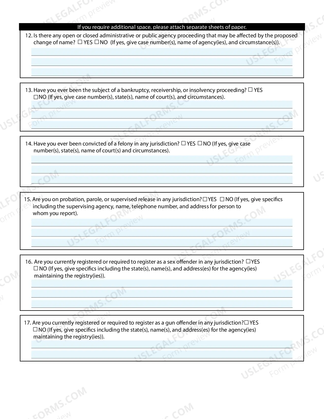 Preview Application for Change of Name Instructions for an Adult