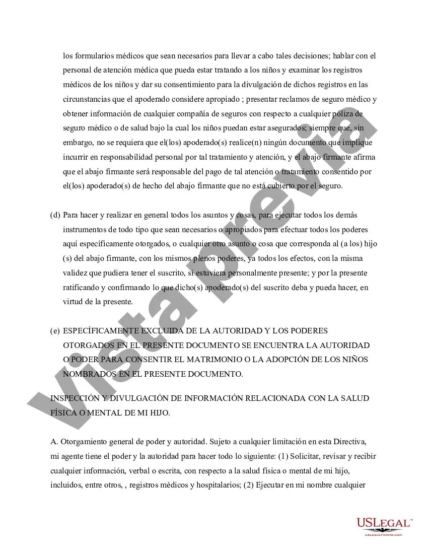 Preview Poder notarial para el cuidado de un niño o niños