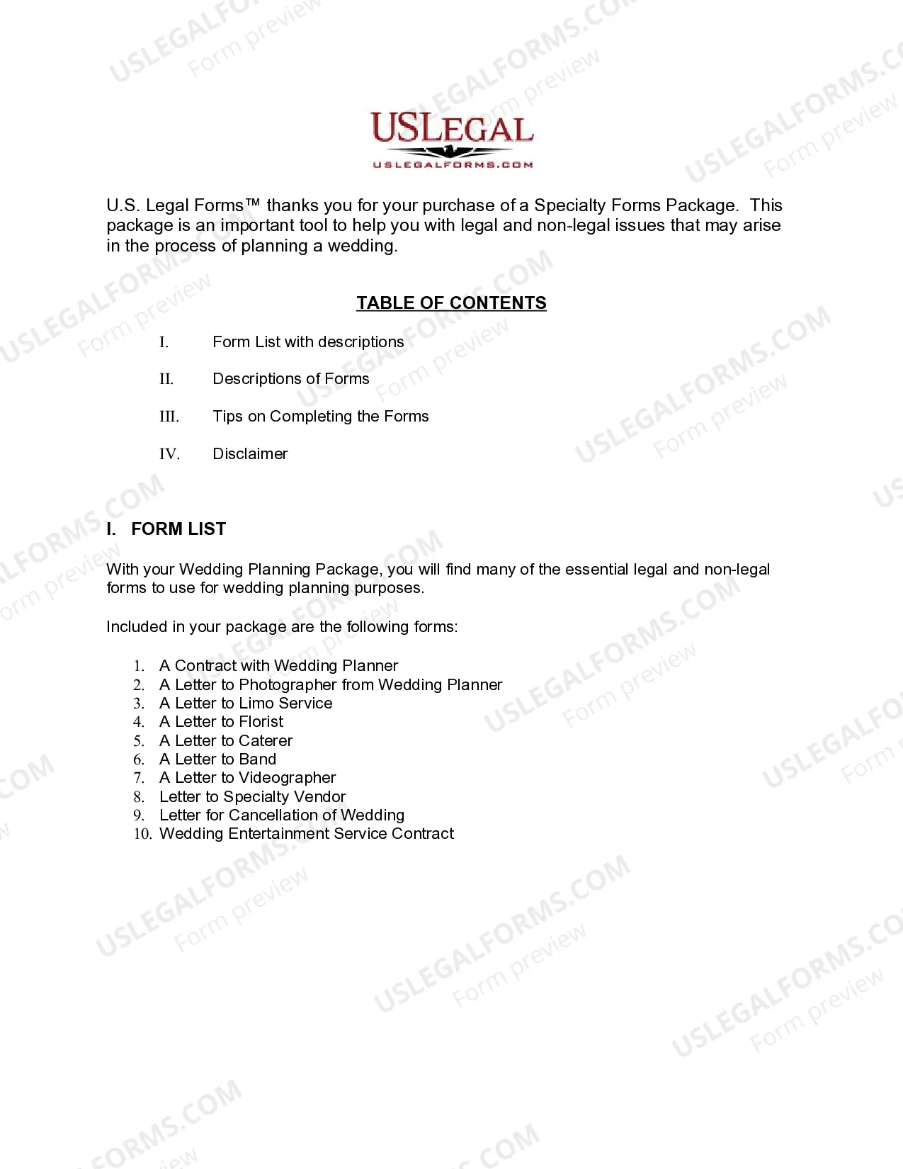 Preview District of Columbia Wedding Planning or Consultant Package