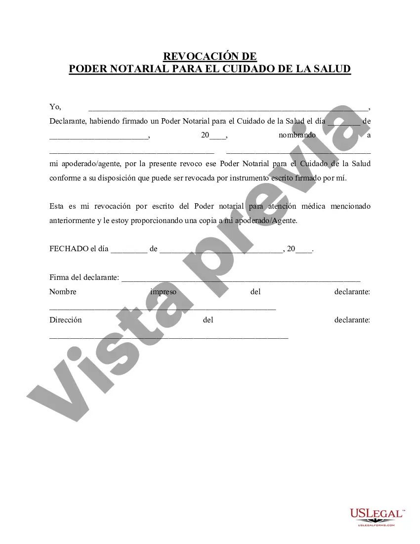 Preview Revocación del poder notarial legal para el cuidado de la salud