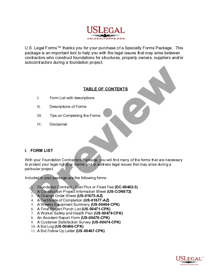 Get District of Columbia Foundation Contractor Package Preview District of Columbia Foundation Contractor Package