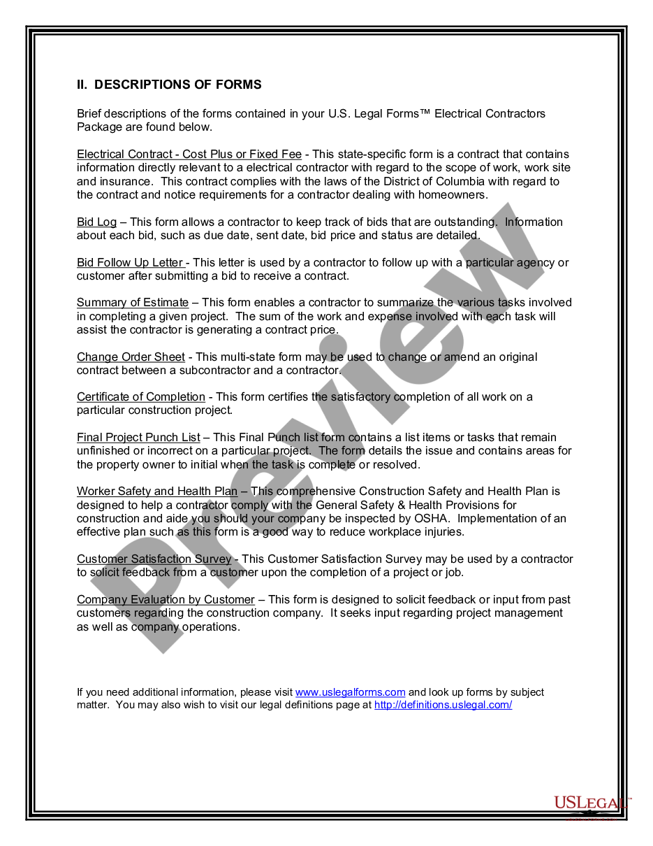page 2 Electrical Contractor Package preview