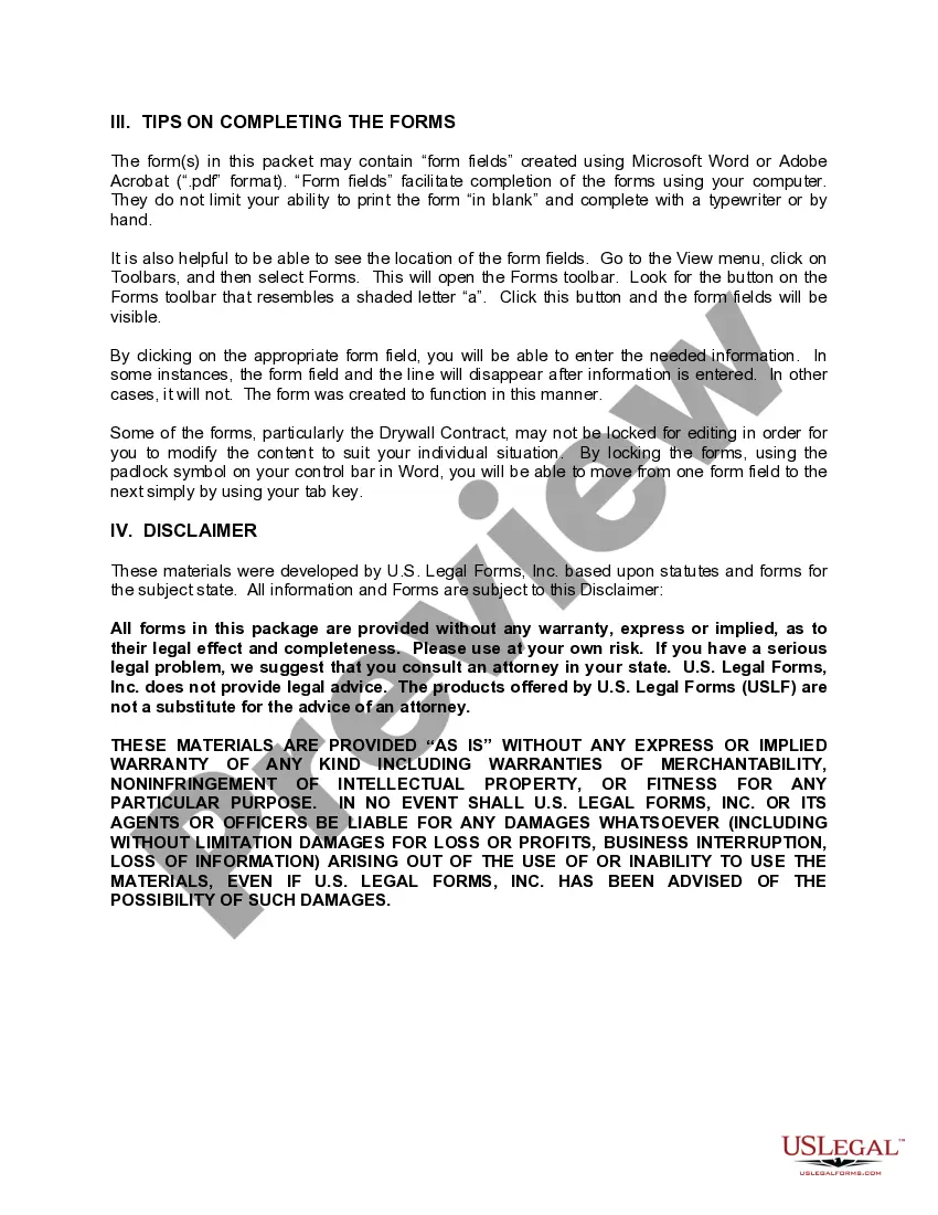 Get District of Columbia Sheetrock Drywall Contractor Package Preview District of Columbia Sheetrock Drywall Contractor Package