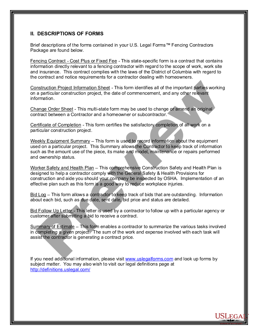 page 2 Fencing Contractor Package preview