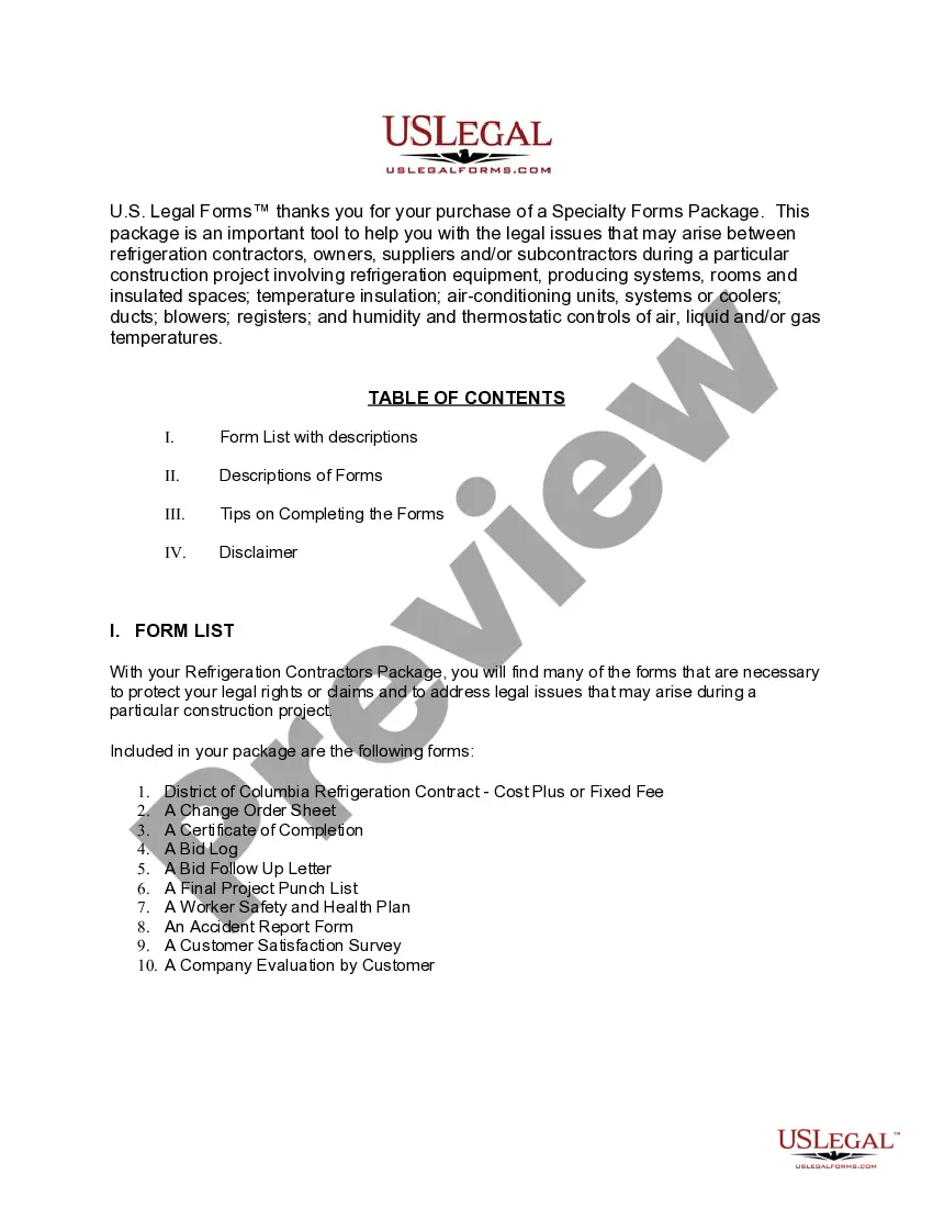 Get District of Columbia Refrigeration Contractor Package Preview District of Columbia Refrigeration Contractor Package