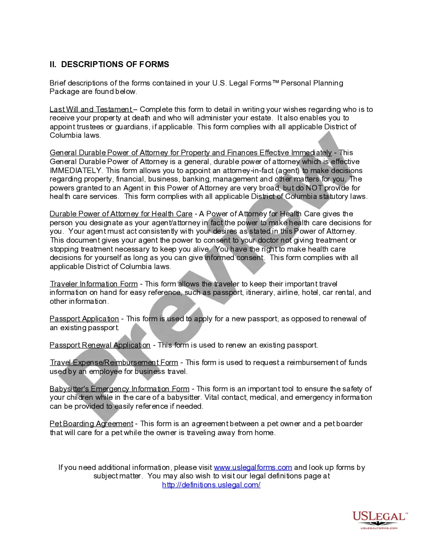 Get District of Columbia Essential Documents for the Organized Traveler Package Preview District of Columbia Essential Documents for the Organized Traveler Package
