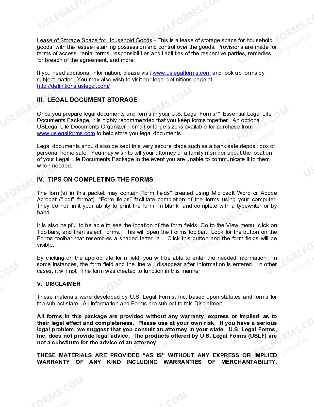 Preview District of Columbia Storage Business Package