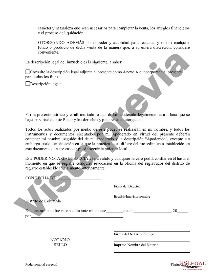 Preview Poder notarial especial o limitado para transacciones de compra de bienes raíces por parte del comprador
