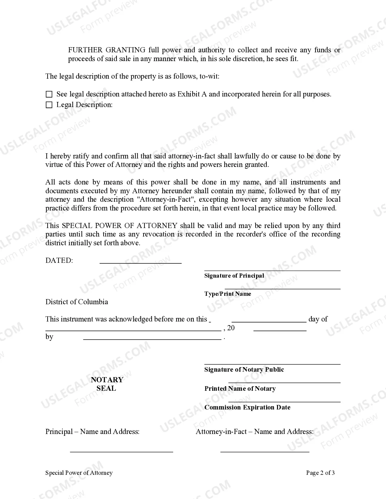 Preview Special or Limited Power of Attorney for Real Estate Purchase Transaction by Purchaser