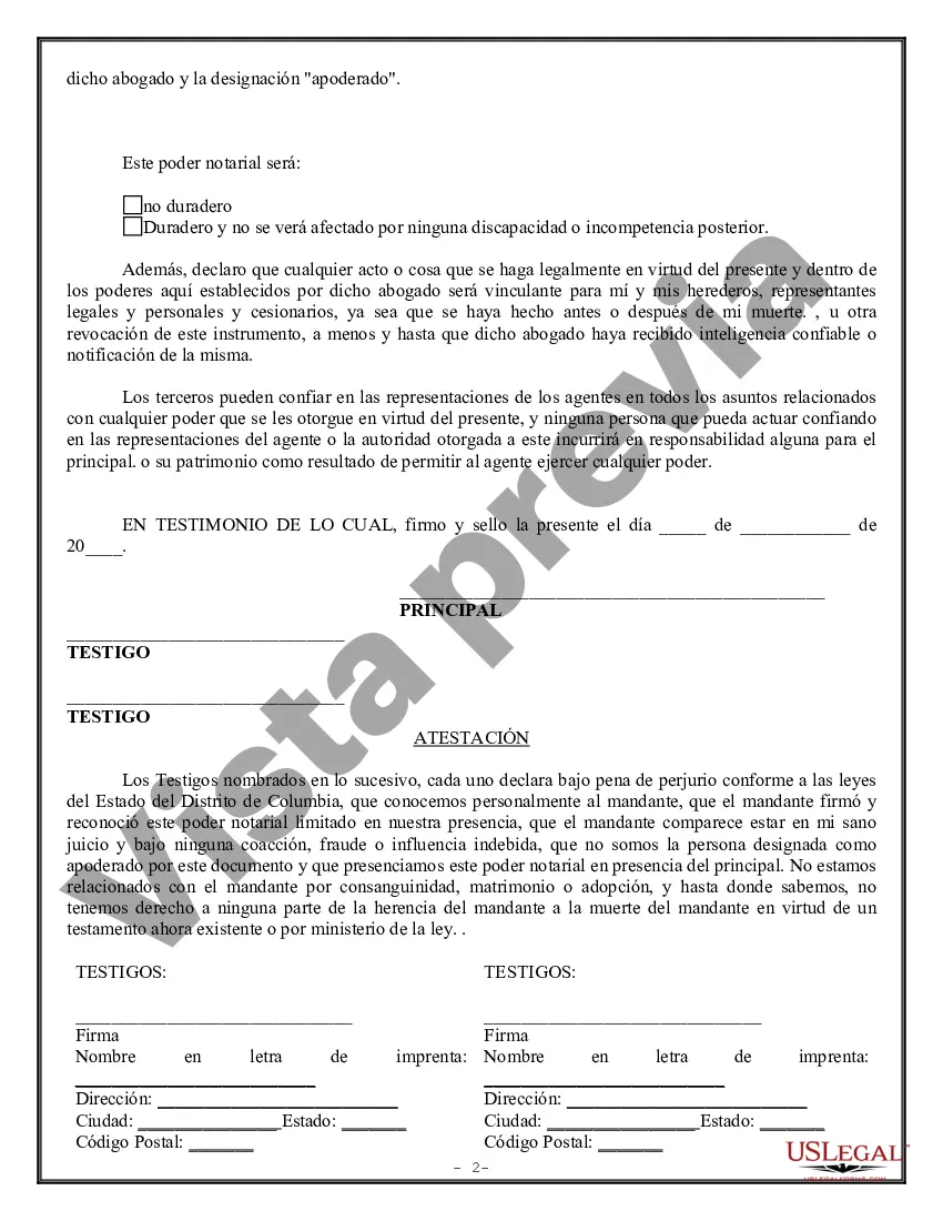 Preview Poder Notarial Limitado para Transacciones de Acciones y Poderes Corporativos