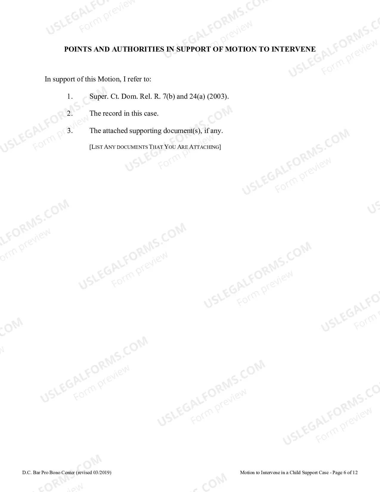 Preview Motion to Intervene in Child Support Case