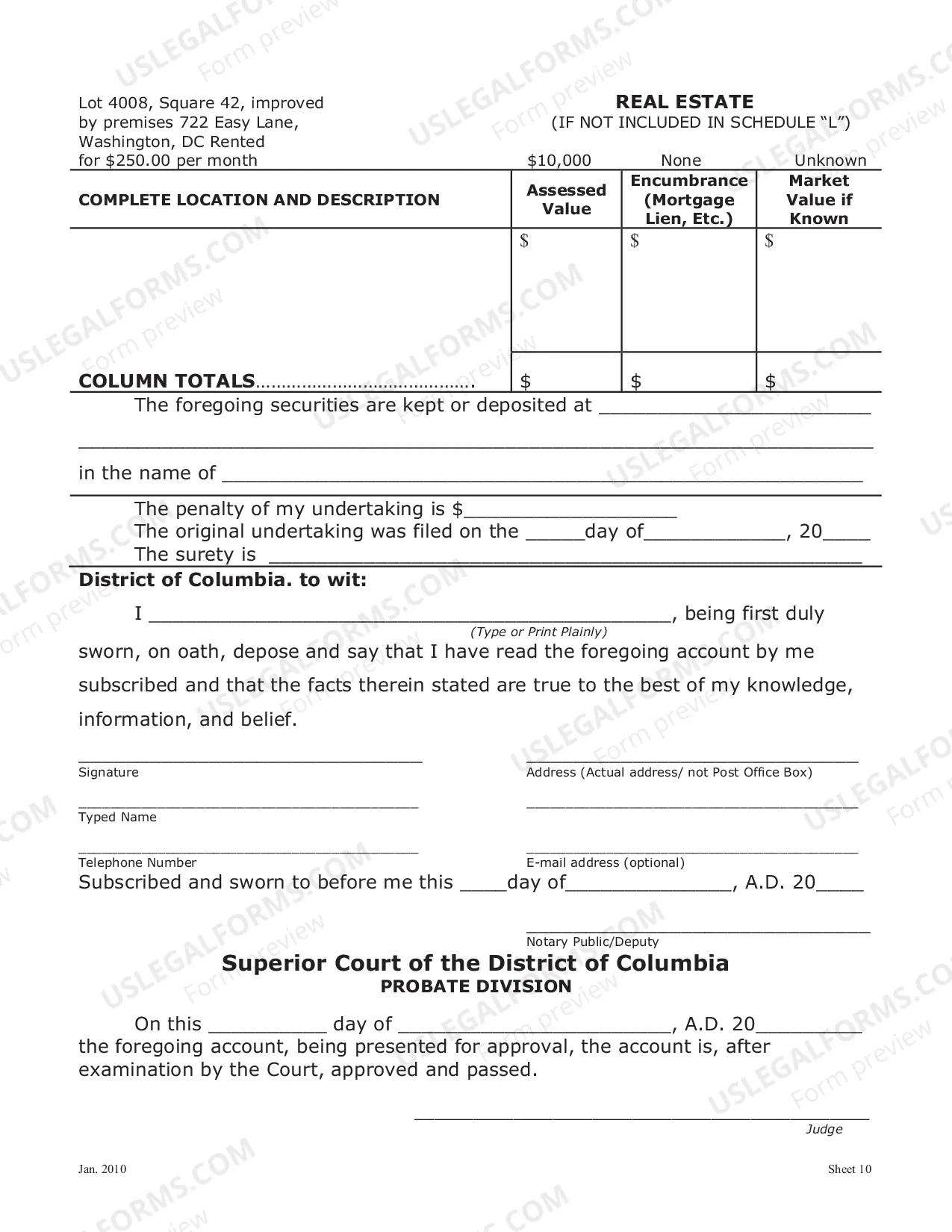 Preview Statement of Account and Order