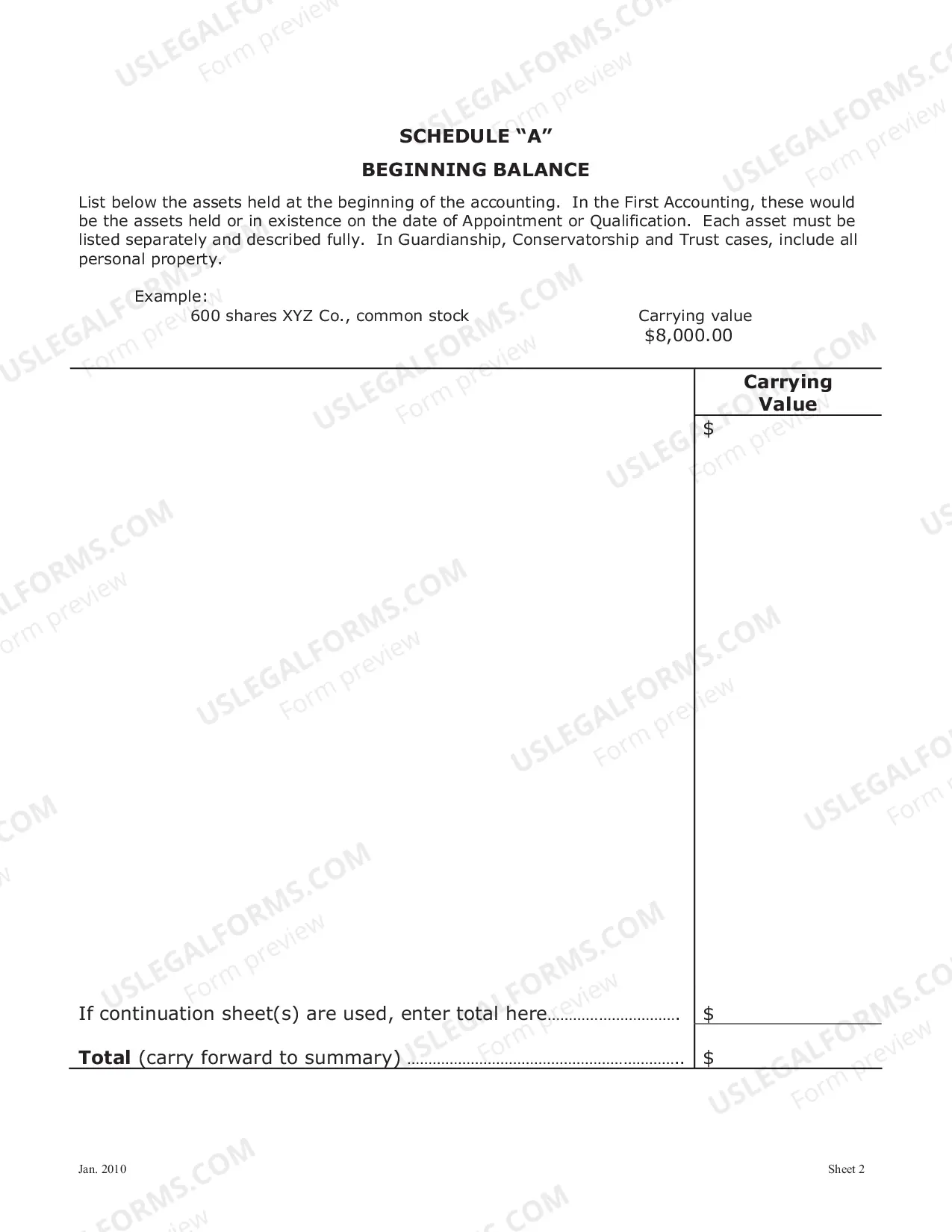 Preview Statement of Account and Order