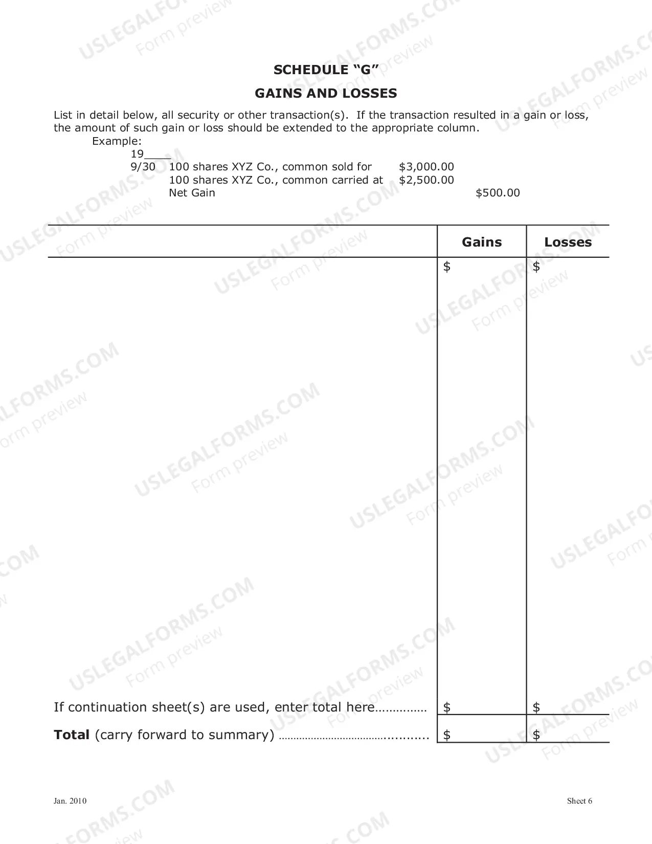 Preview Statement of Account and Order