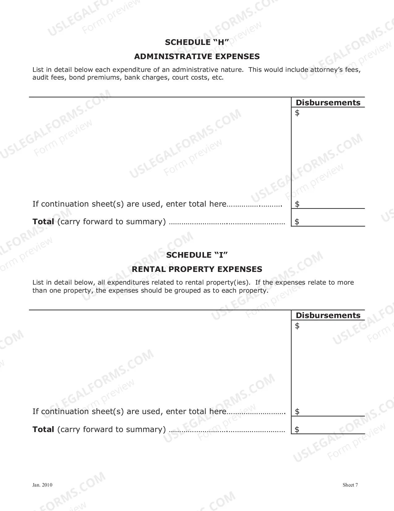 Preview Statement of Account and Order