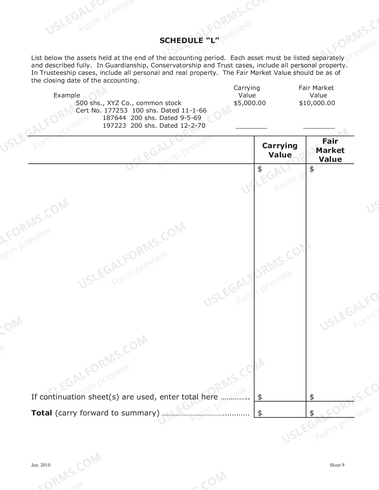 Preview Statement of Account and Order