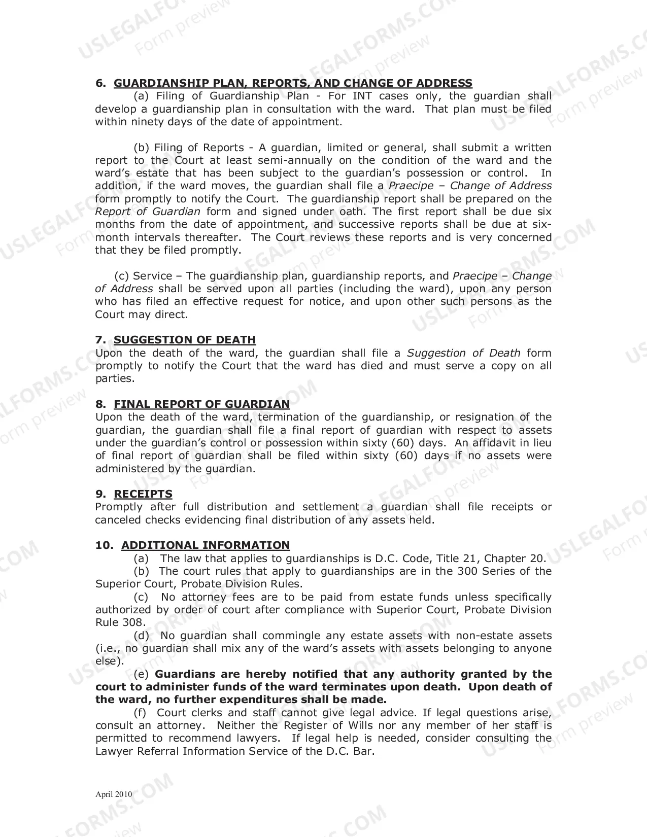 Preview Guardianship Information Sheet