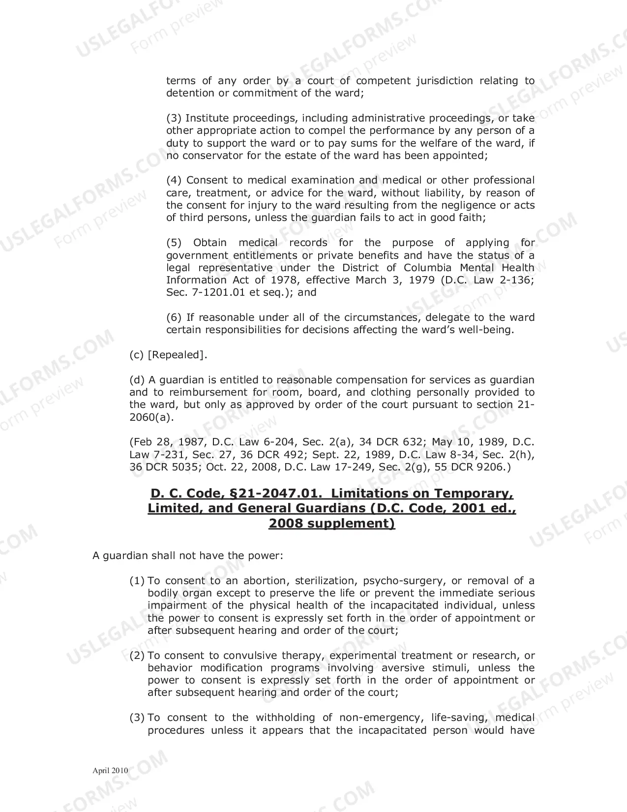 Preview Guardianship Information Sheet