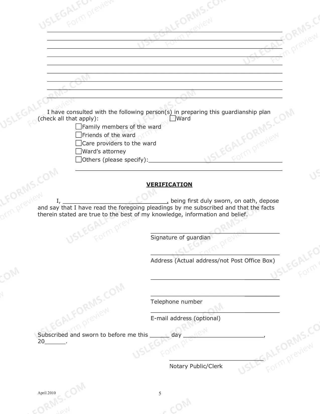 Preview Guardianship Plan