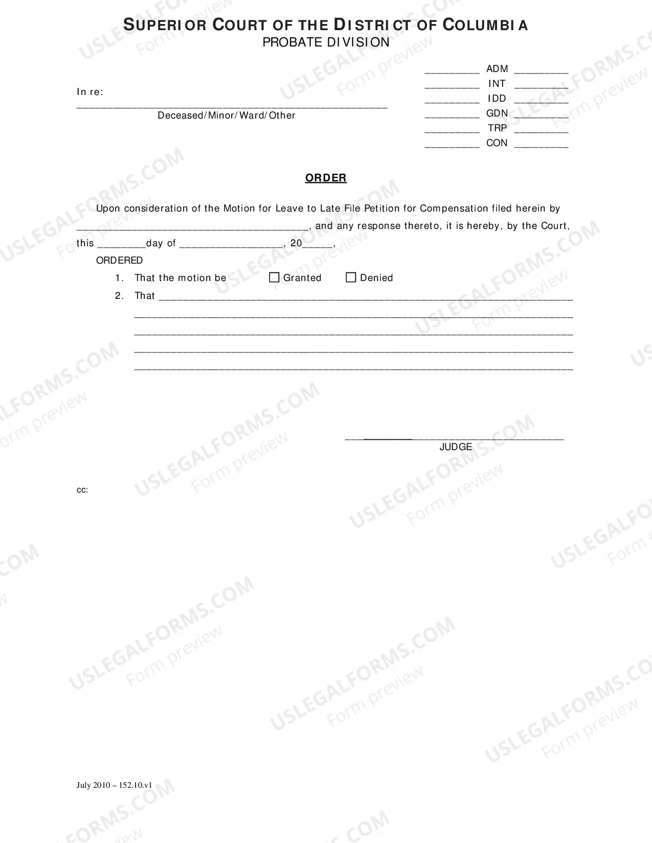Preview Motion for Leave to Late Petition for Compensation