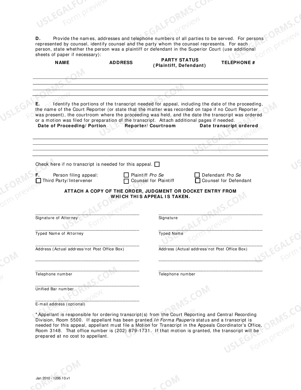 Preview Notice of Appeal