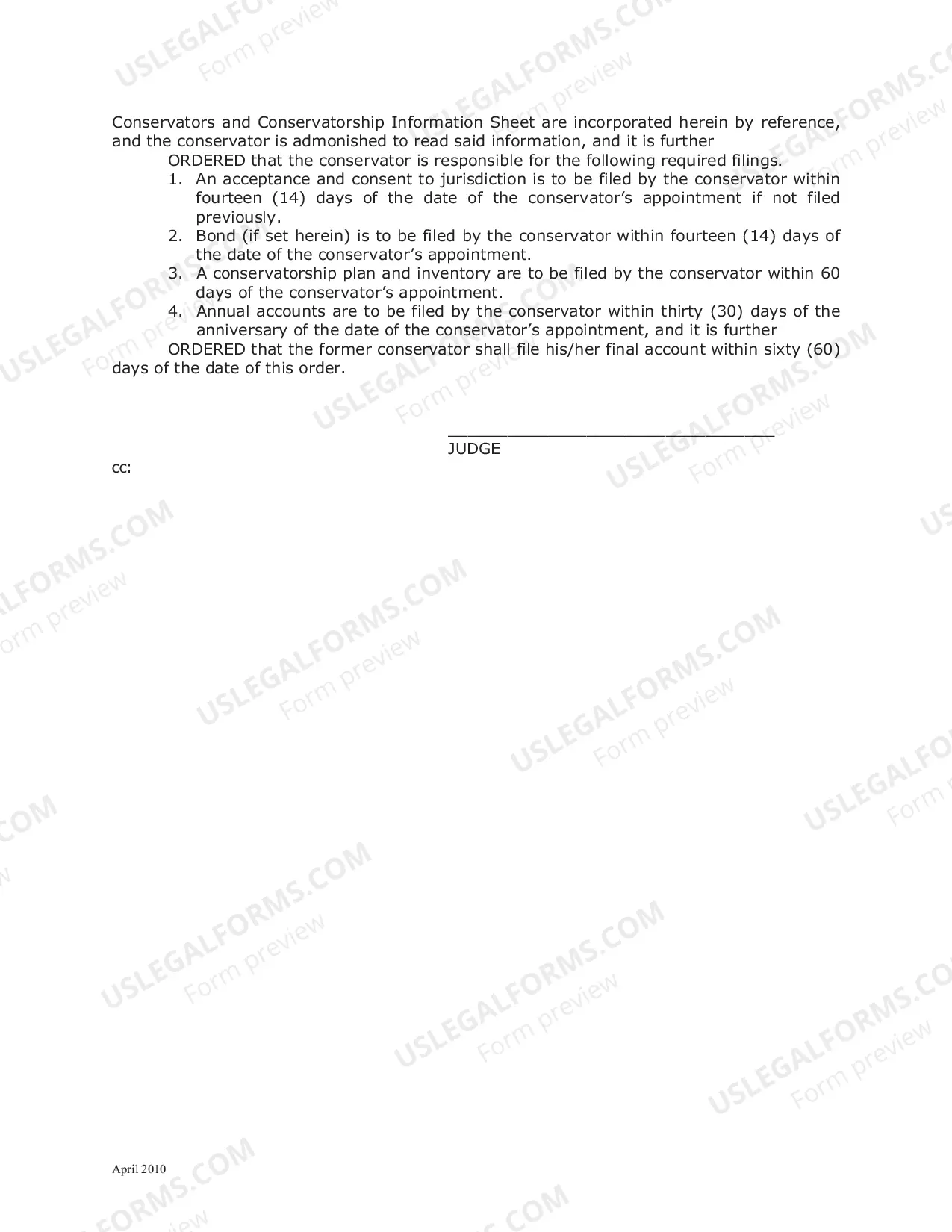 Preview Order Appointing Successor Conservator