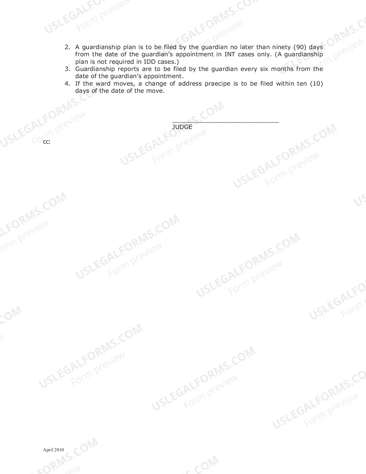 Preview Order Appointing Successor Guardian