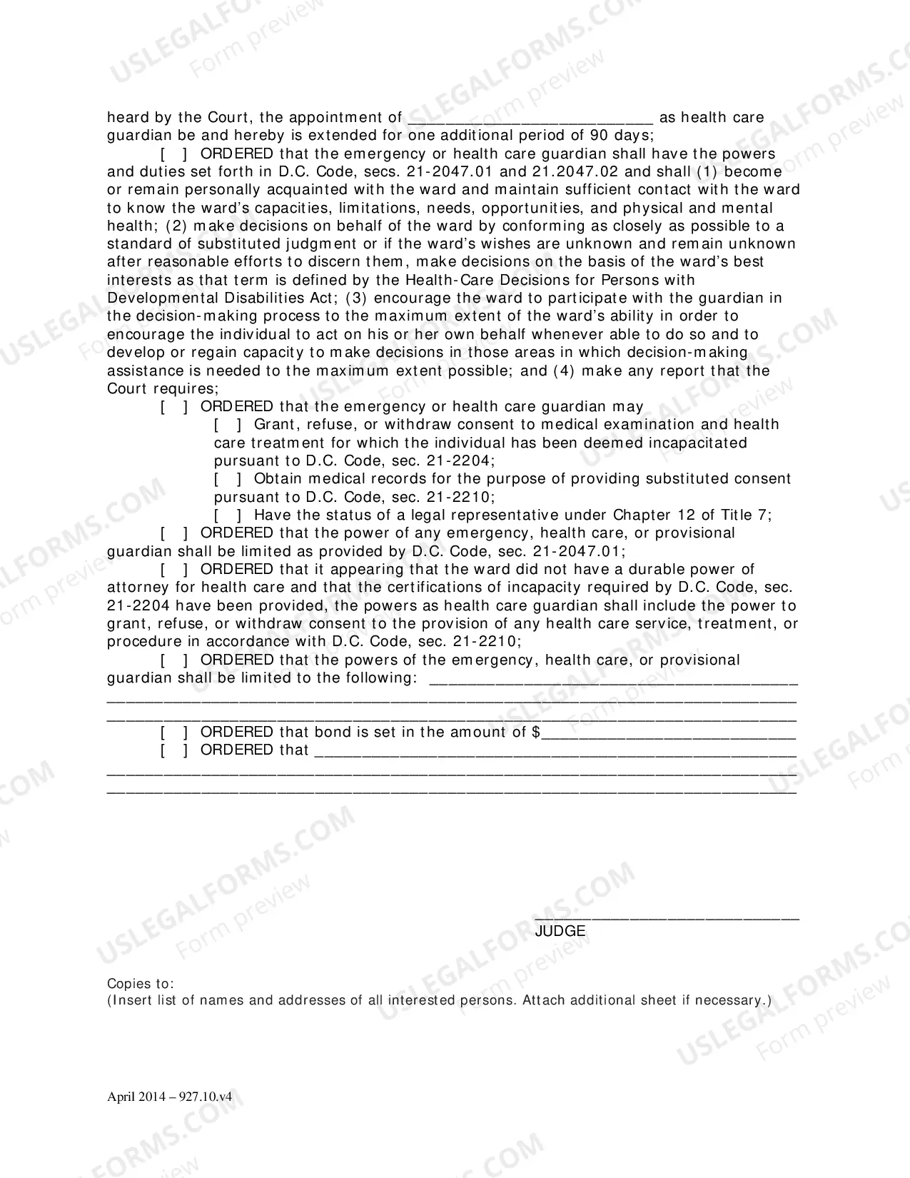 Preview Petition for Appointment of Temporary Guardian and Order