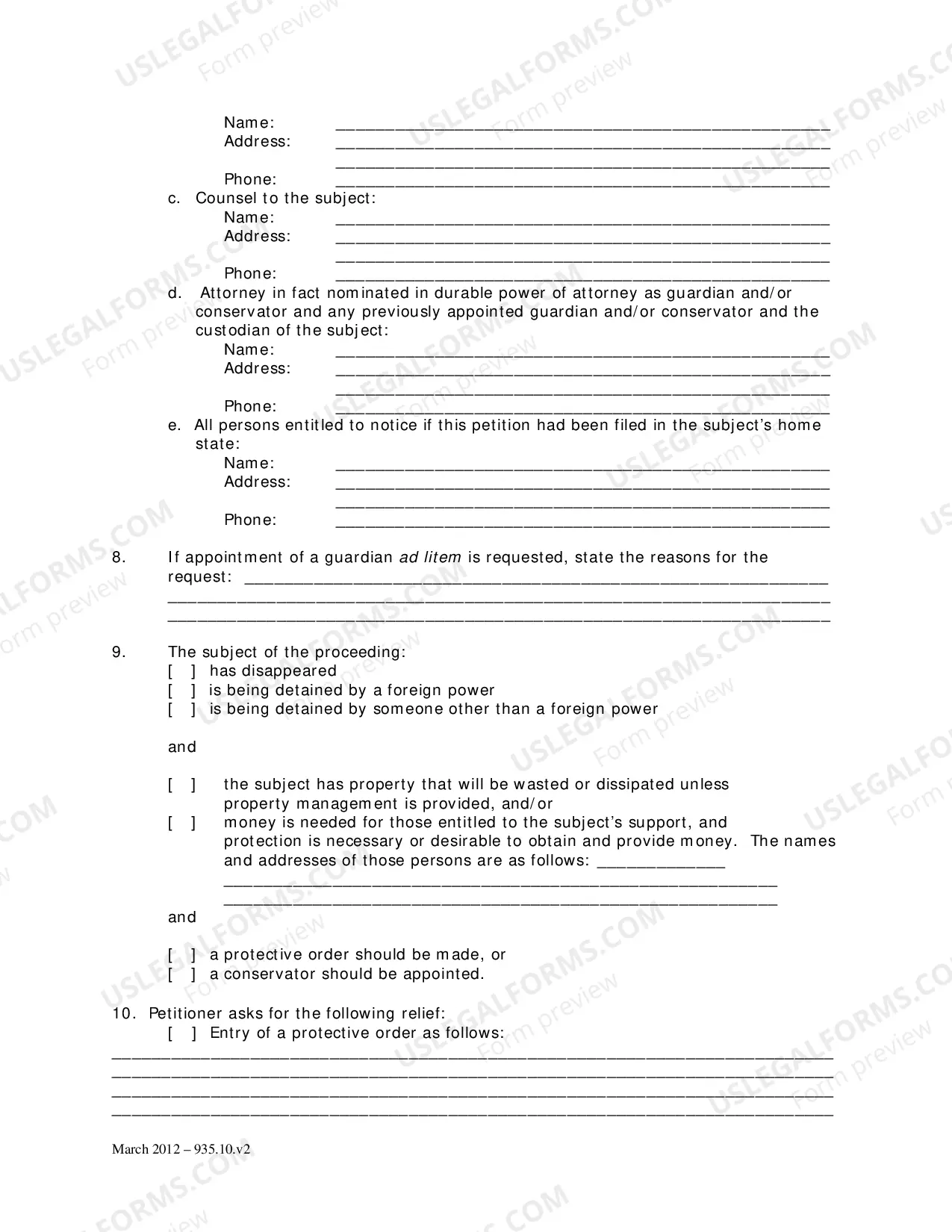 Preview Petition Regarding a Missing, Disappeared, or Detained Person