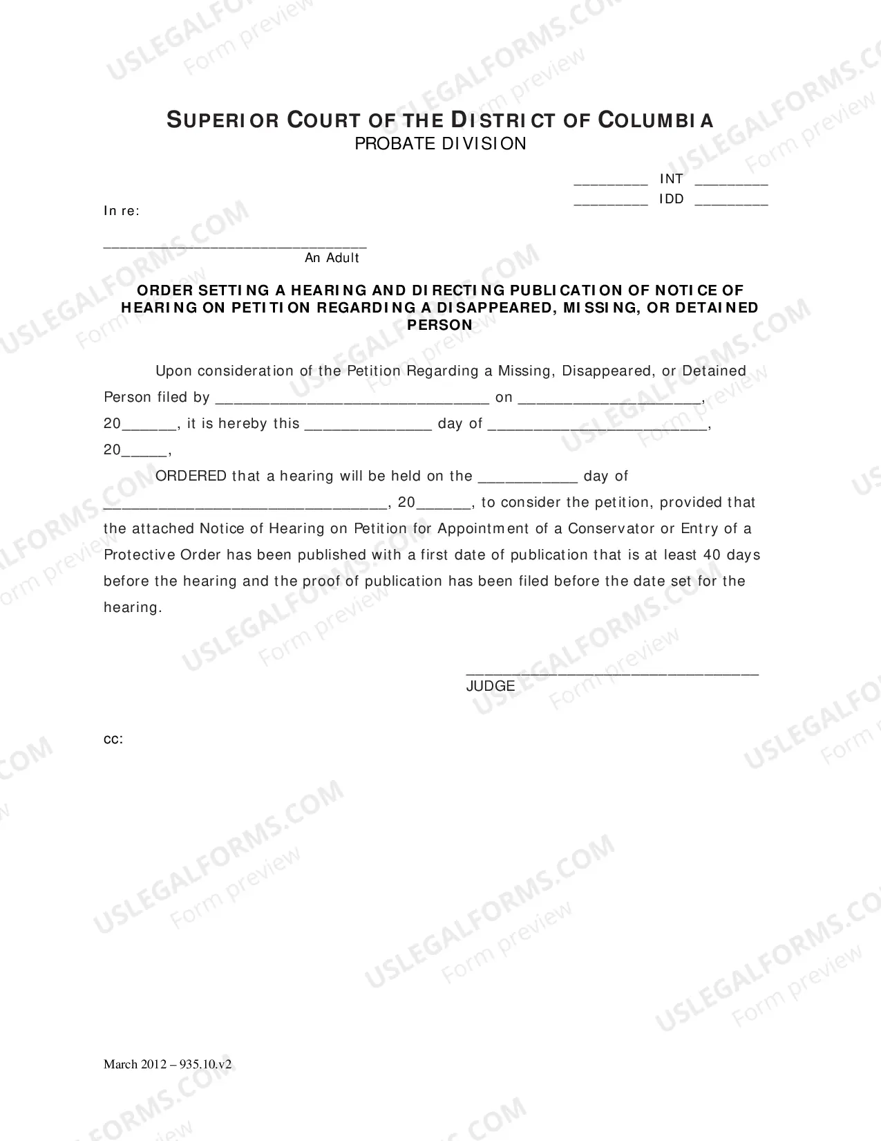 Preview Petition Regarding a Missing, Disappeared, or Detained Person