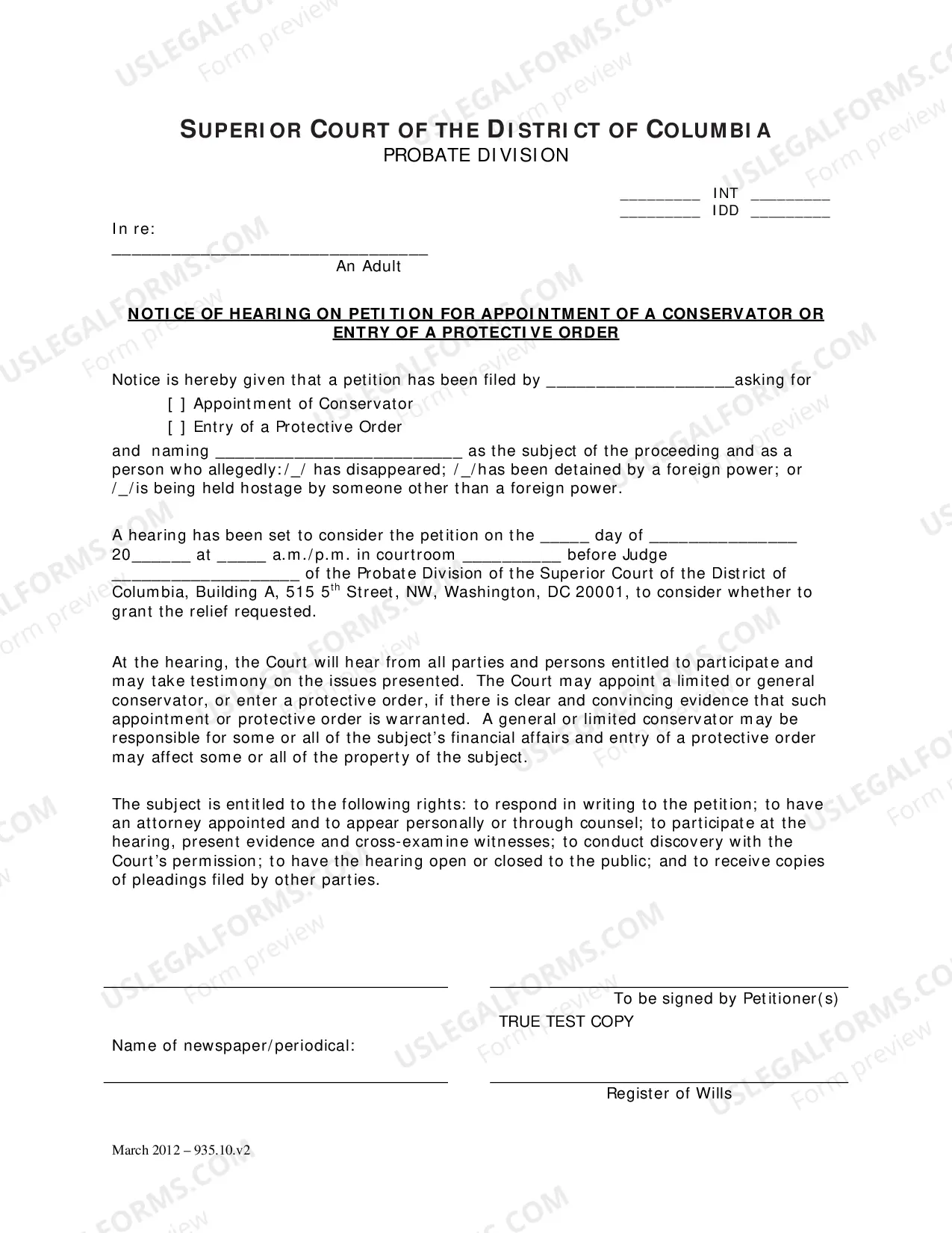 Preview Petition Regarding a Missing, Disappeared, or Detained Person
