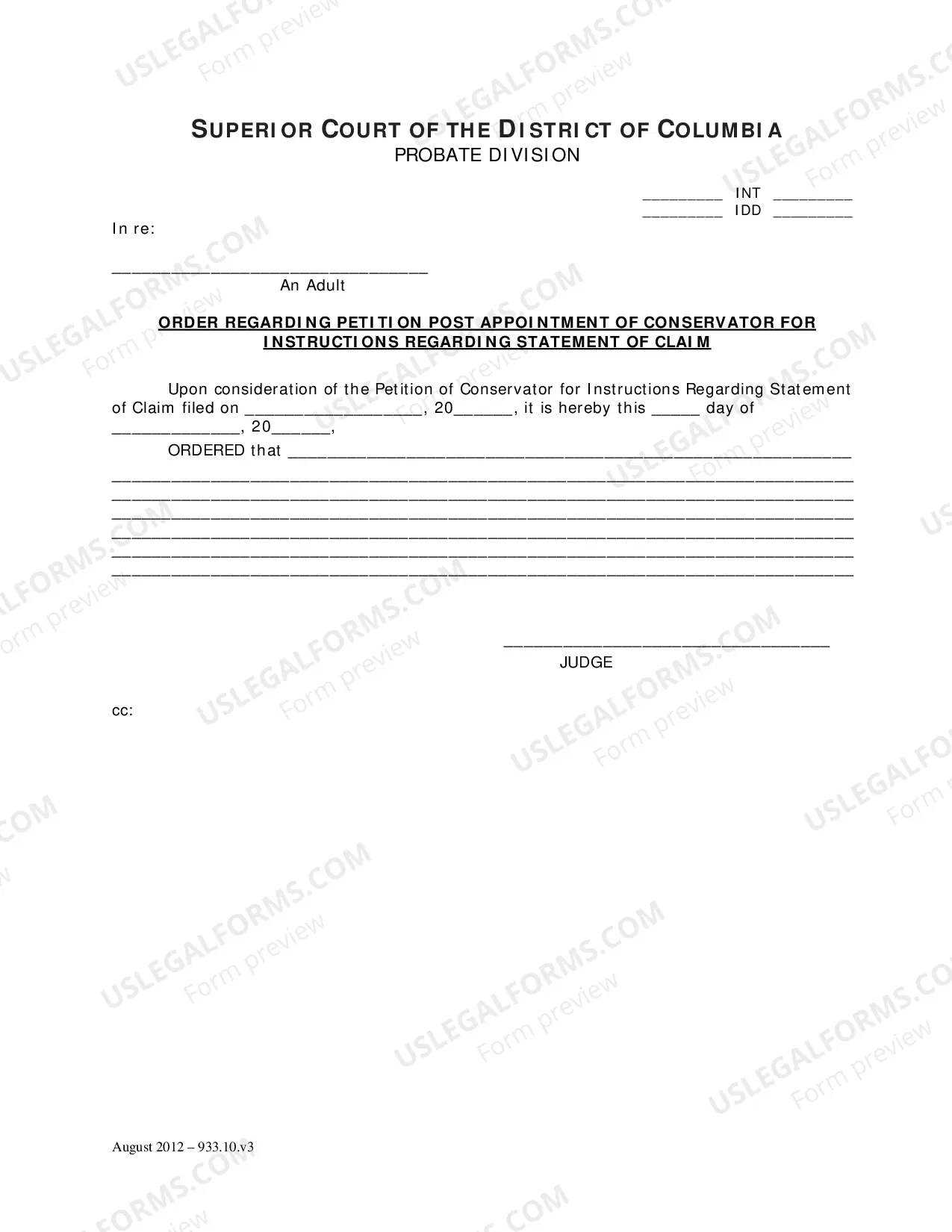 Preview Petition Post Appointment of Conservator for Instructions Regarding Statement of Claim