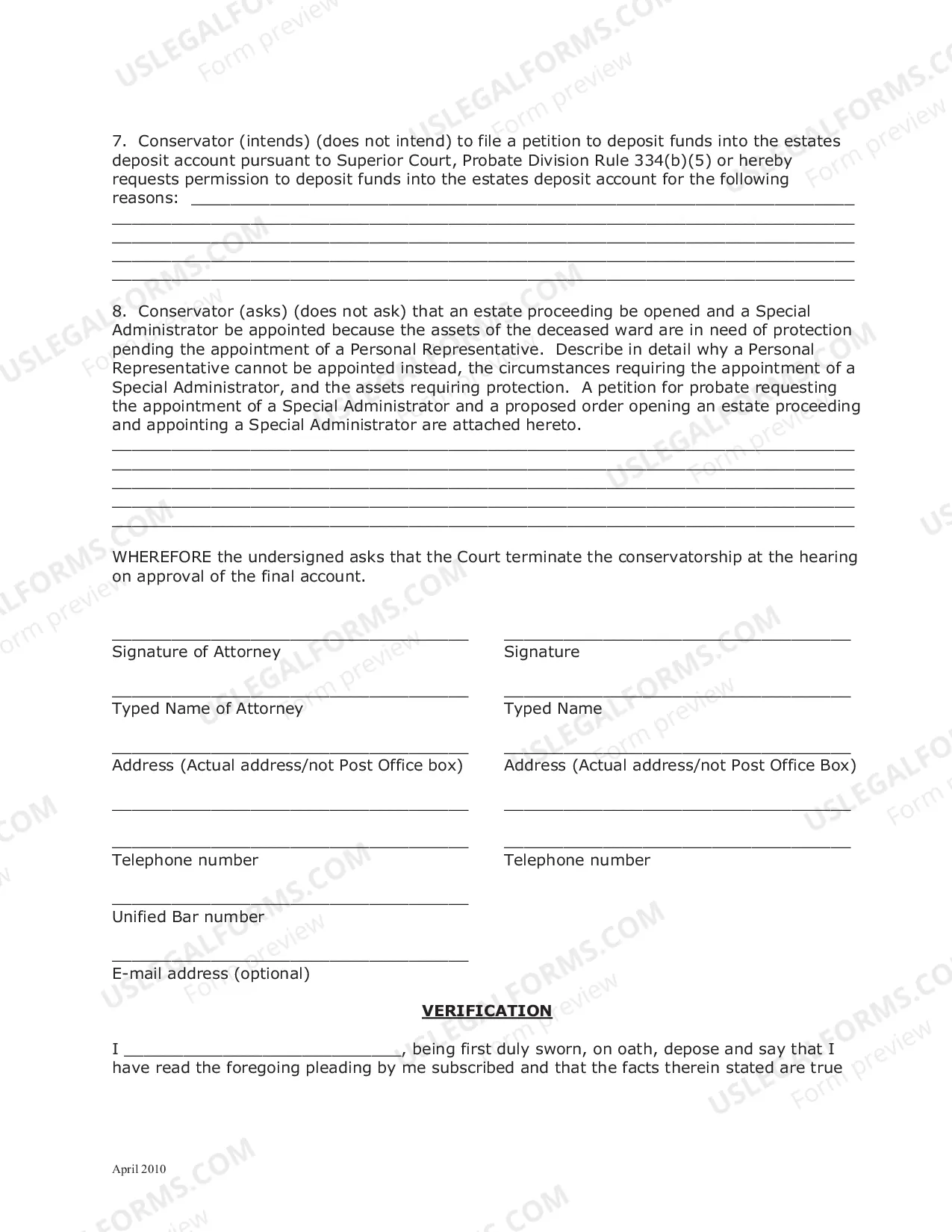 Preview Petition Post Appointment to Terminate Conservatorship of Deceased Ward