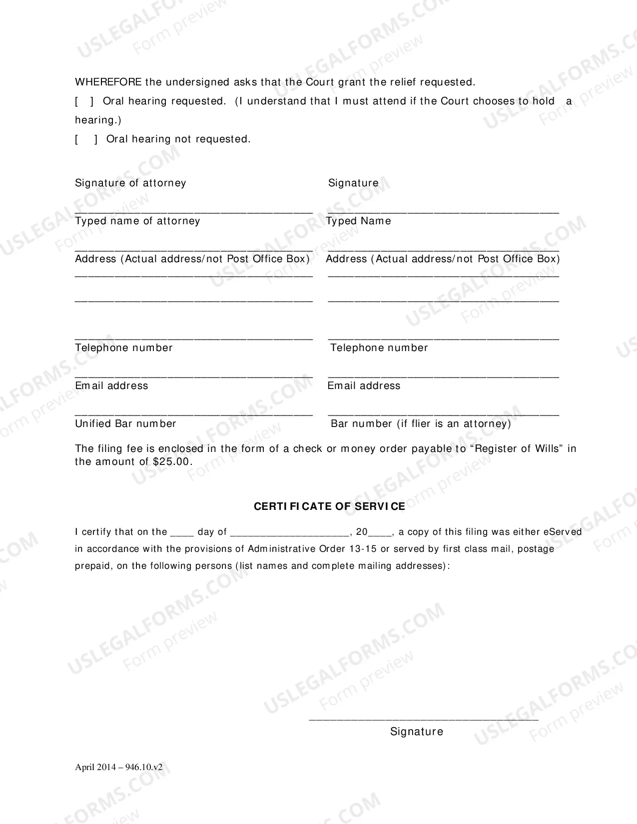 Preview Response to Petition Post Appointment