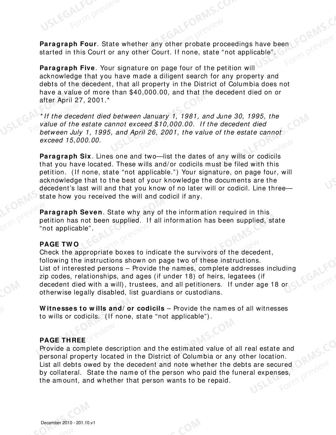Preview Instructions for Completing Petition for Small Estate Affidavit