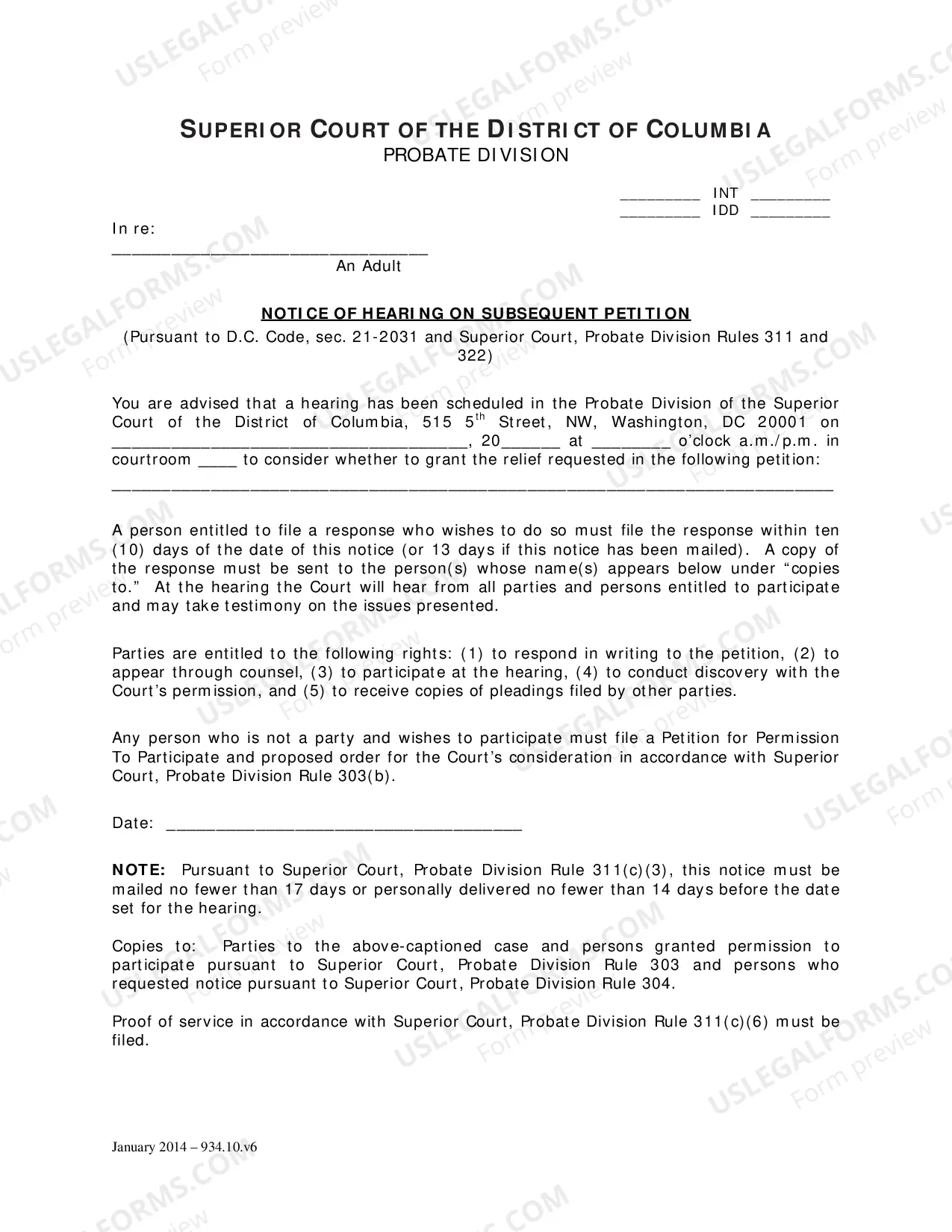 Preview Petition Post Appointment and Order, Order Appointing Counsel, Notice of Hearing on Subsequent Petition, Notice of Right to Respond and/or Request an Oral Hearing