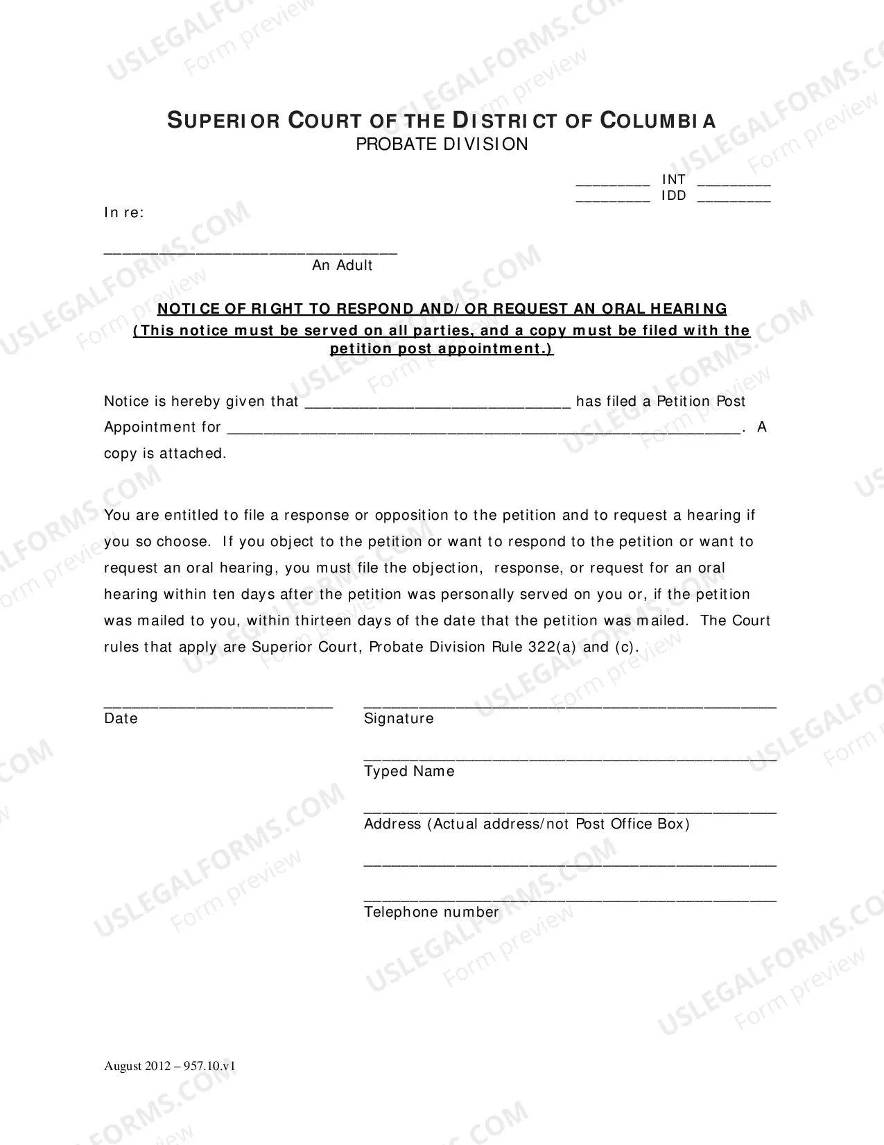 Preview Petition Post Appointment to Transfer Guardianship and/or Conservatorship to Another Jurisdiction,Notice of Right to Respond and/or Request an Oral Hearing, Order Appointing Counsel