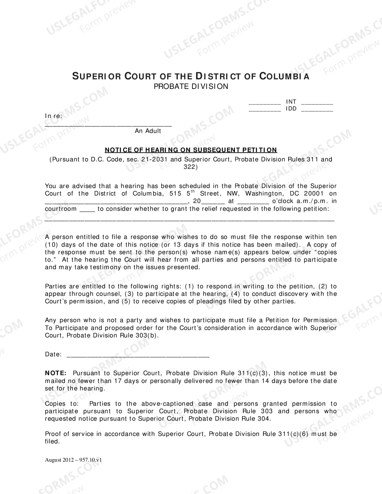 Preview Petition Post Appointment to Transfer Guardianship and/or Conservatorship to Another Jurisdiction,Notice of Right to Respond and/or Request an Oral Hearing, Order Appointing Counsel