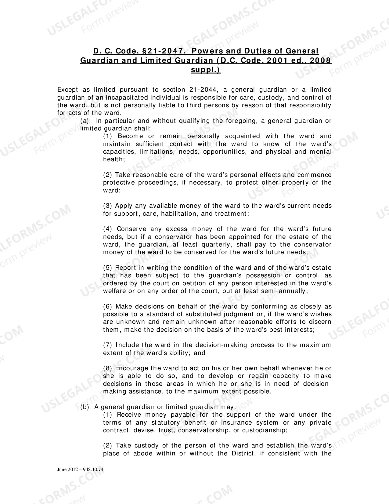 Preview Specific Instructions to Guardians and Guardianship Information Sheet
