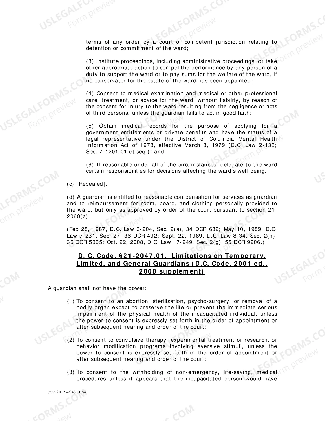 Preview Specific Instructions to Guardians and Guardianship Information Sheet