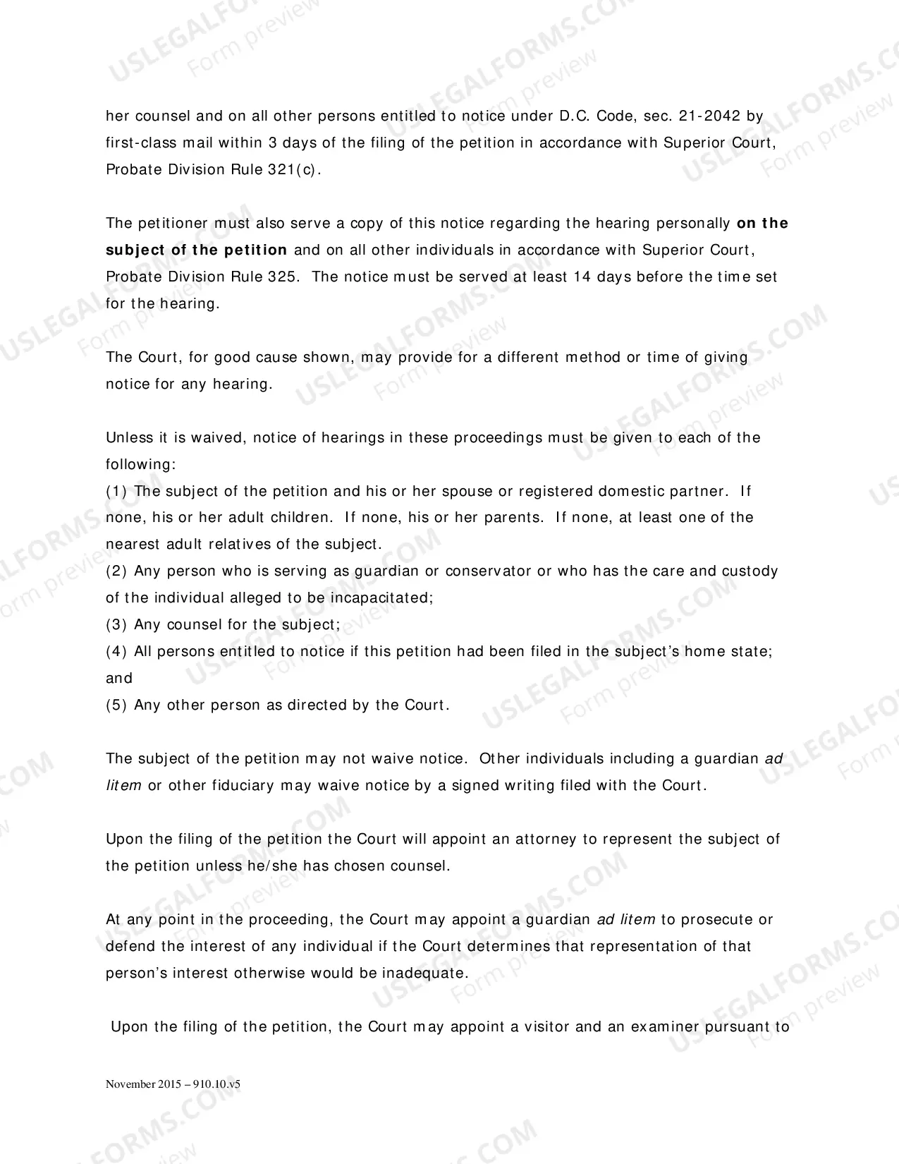 Preview Notice of Initial Hearing To Other Persons