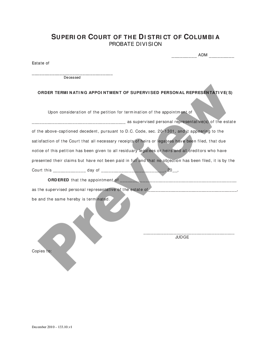 page 3 Petition for Termination of Appointment of Supervised Personal Representative, Notice Accompanying Petition and Order preview