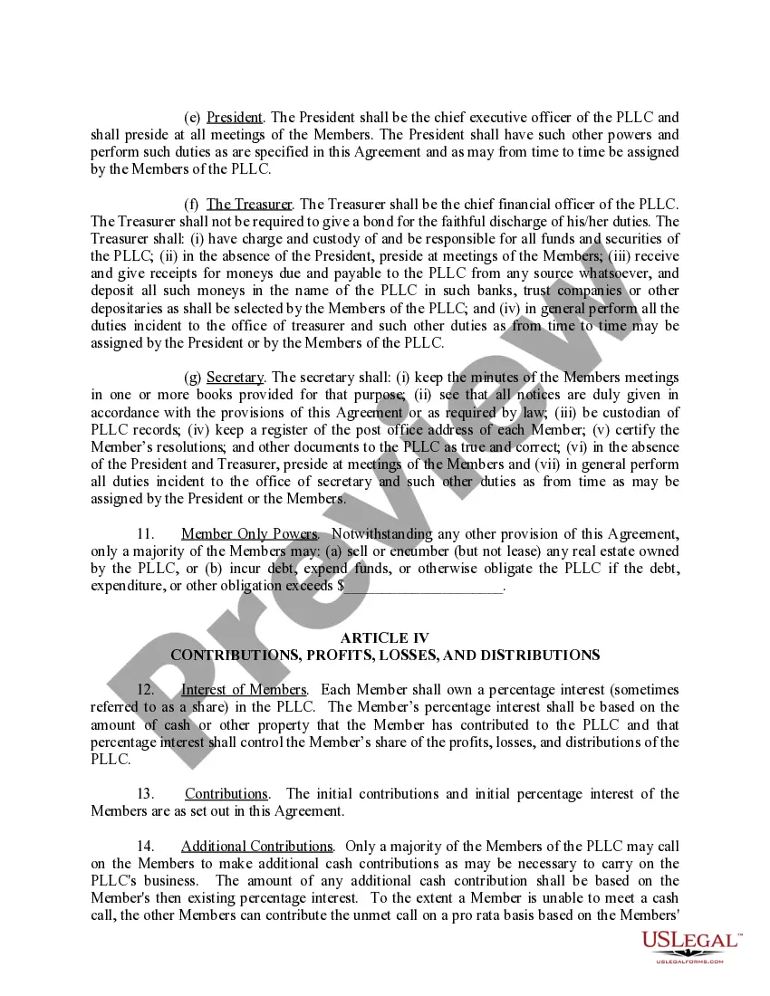 Get Sample Operating Agreement for Professional Limited Liability Company PLLC Preview Sample Operating Agreement for Professional Limited Liability Company PLLC