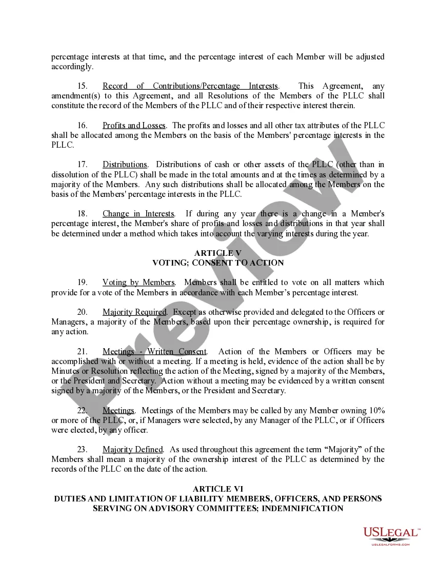 Get Sample Operating Agreement for Professional Limited Liability Company PLLC Preview Sample Operating Agreement for Professional Limited Liability Company PLLC