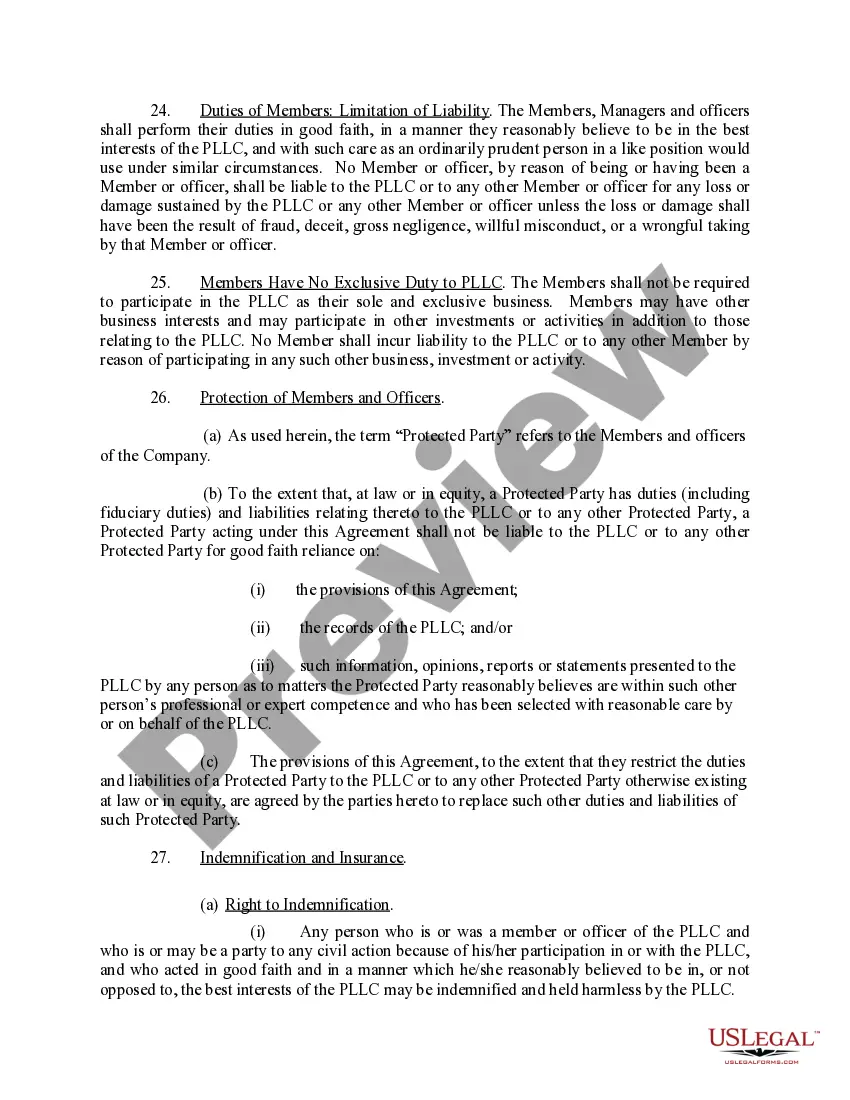 Get Sample Operating Agreement for Professional Limited Liability Company PLLC Preview Sample Operating Agreement for Professional Limited Liability Company PLLC