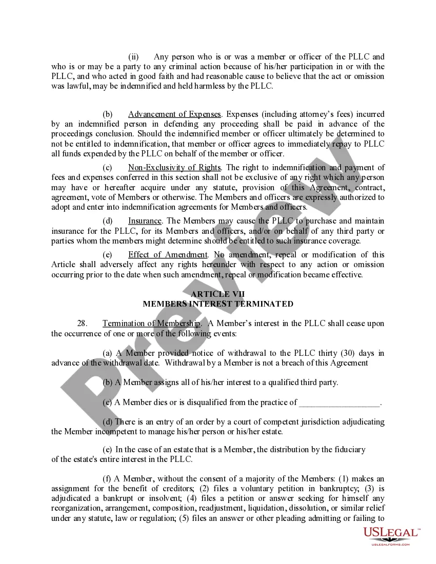 Get Sample Operating Agreement for Professional Limited Liability Company PLLC Preview Sample Operating Agreement for Professional Limited Liability Company PLLC